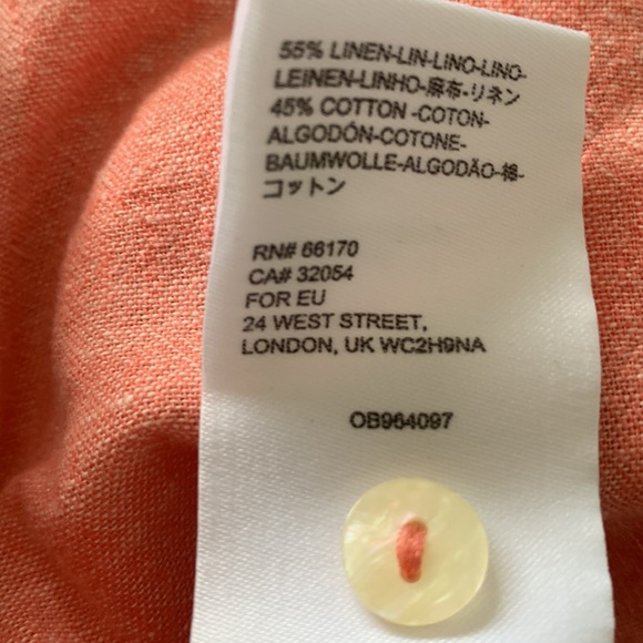 Anthropologie linen blend Peach romper Size 0 - Picture 4 of 4